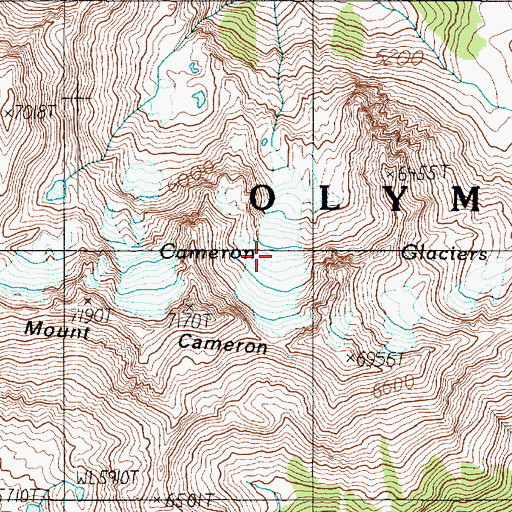 Topographic Map of Cameron Glaciers, WA