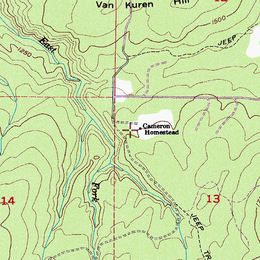 Topographic Map of Cameron Homestead, WA