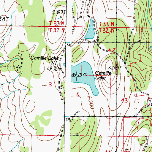 Topographic Map of Camille Lake, WA