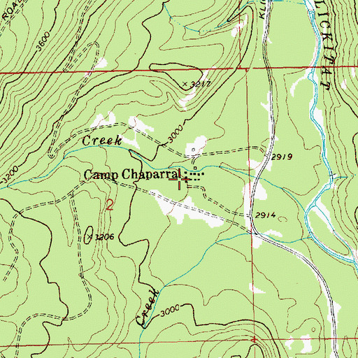 Topographic Map of Camp Chaparral, WA
