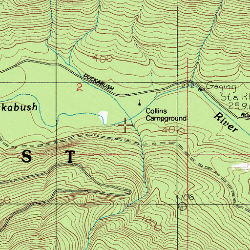 Topographic Map of Camp Collins, WA