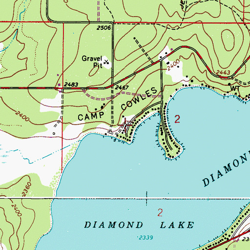 Topographic Map of Camp Cowles, WA