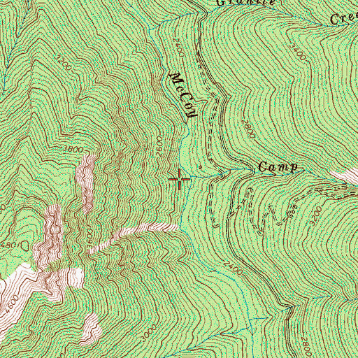 Topographic Map of Camp Creek, WA