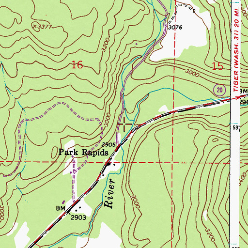 Topographic Map of Camp Creek, WA