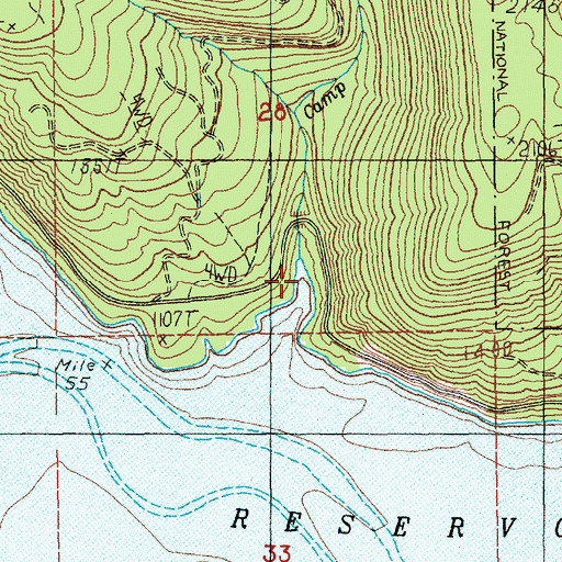 Topographic Map of Camp Creek, WA