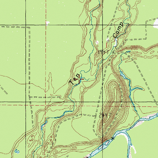 Topographic Map of Camp Creek, WA