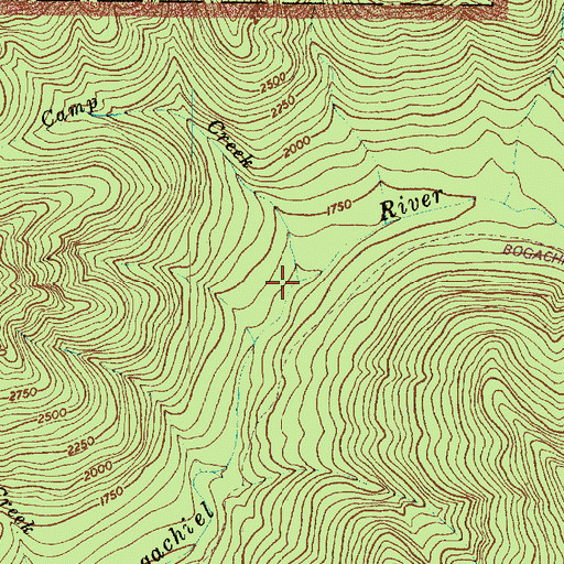 Topographic Map of Camp Creek, WA