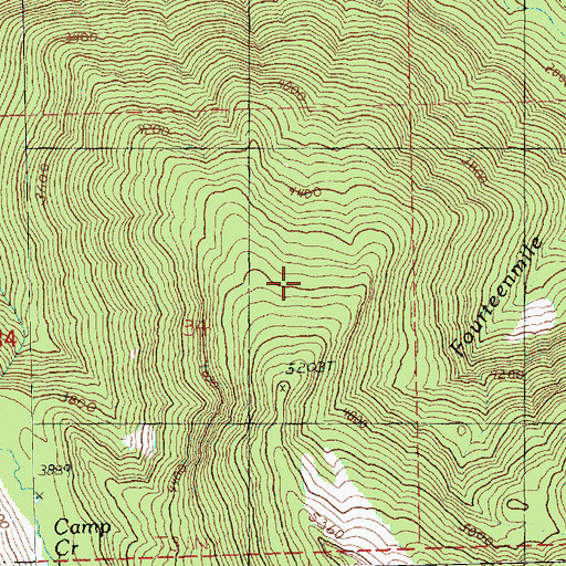 Topographic Map of Camp Creek Ridge Trail (historical), WA