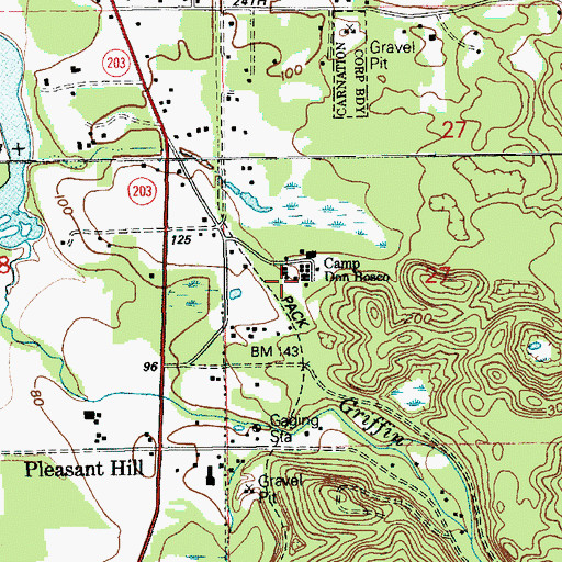 Topographic Map of Camp Don Bosco, WA