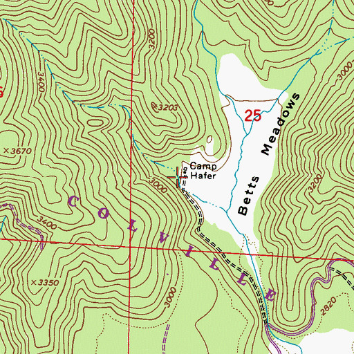 Topographic Map of Camp Hafer, WA