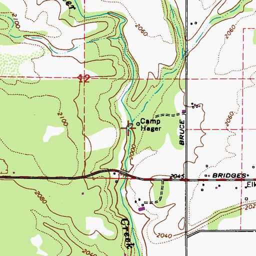 Topographic Map of Camp Hager, WA