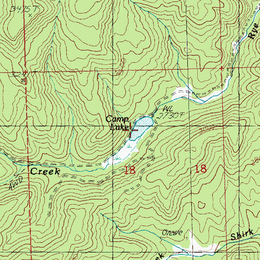Topographic Map of Camp Lake, WA