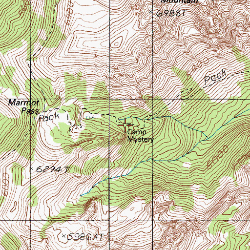 Topographic Map of Camp Mystery, WA