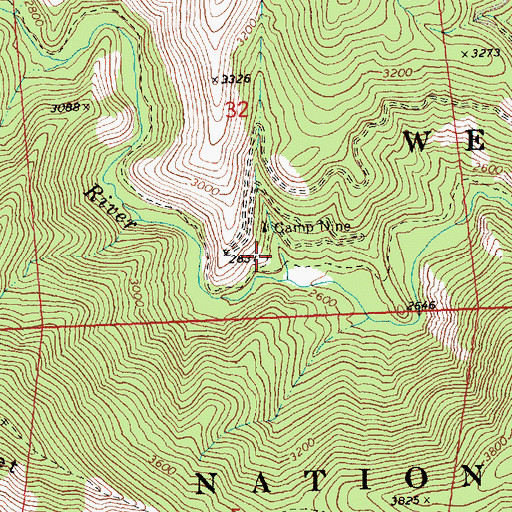 Topographic Map of Camp Nine, WA