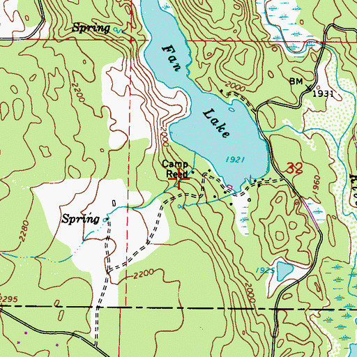 Topographic Map of Camp Reed, WA
