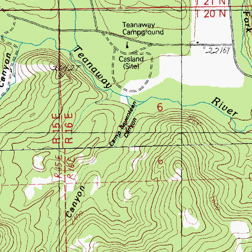 Topographic Map of Camp Seventeen Canyon, WA