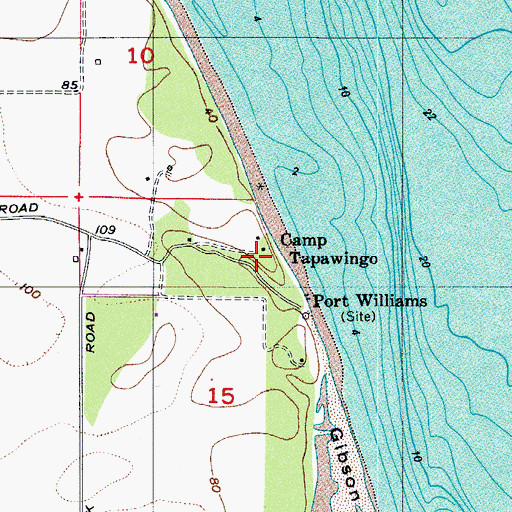 Topographic Map of Camp Tapawingo, WA