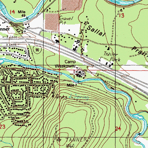 Topographic Map of Camp Waskowitz, WA