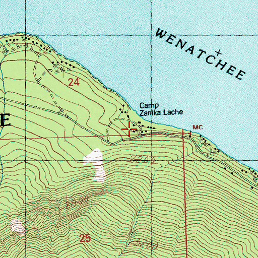 Topographic Map of Camp Zanika Lache, WA