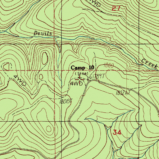 Topographic Map of Camp 10, WA