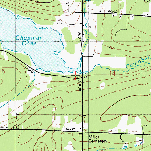 Topographic Map of Campbell Creek, WA
