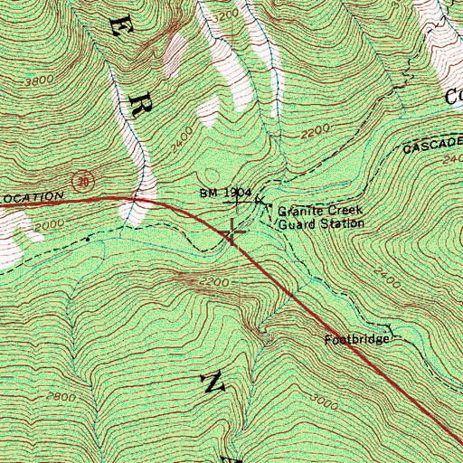 Topographic Map of Canyon Creek, WA
