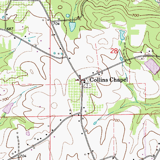Topographic Map of Collins Chapel, AL