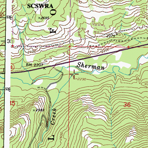 Topographic Map of Canyon Creek, WA