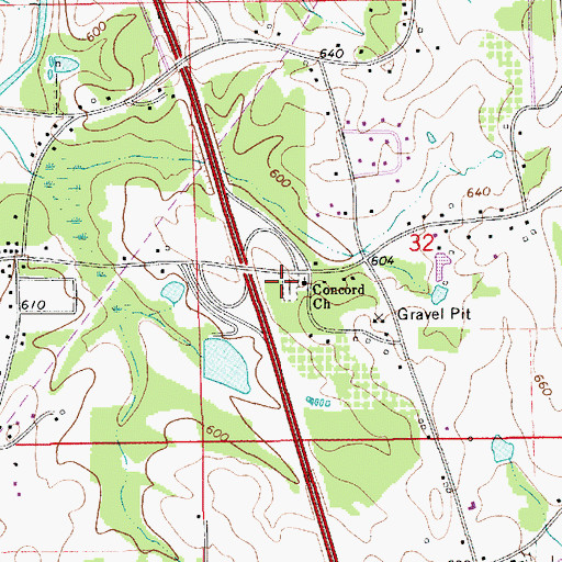 Topographic Map of Concord Baptist Church, AL