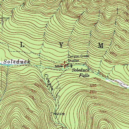 Topographic Map of Canyon Creek Shelter, WA