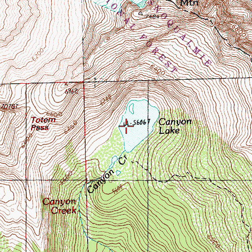 Topographic Map of Canyon Lake, WA