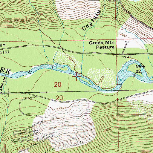 Topographic Map of Captain Creek, WA