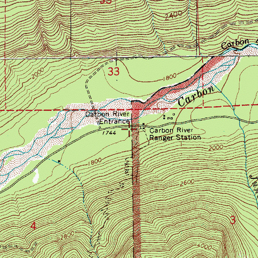 Topographic Map of Carbon River Entrance, WA