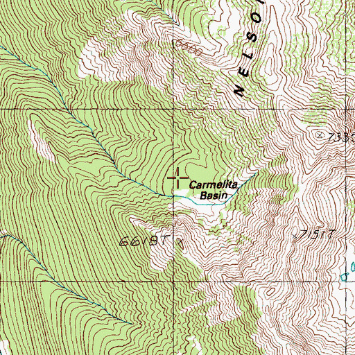 Topographic Map of Carmelita Basin, WA