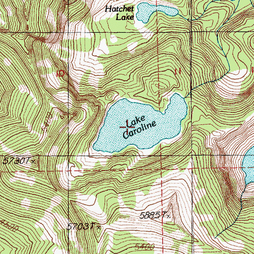 Topographic Map of Lake Caroline, WA