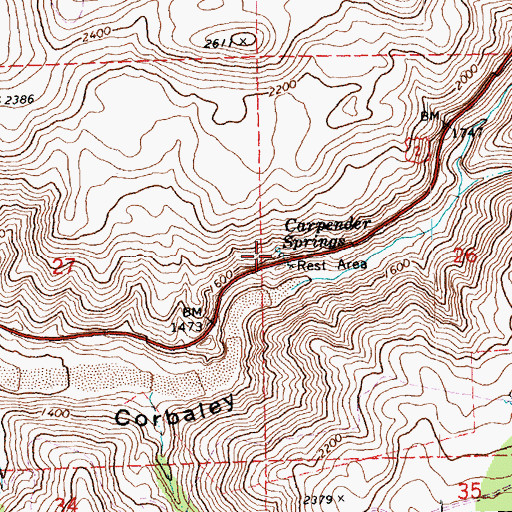 Topographic Map of Carpender Springs, WA