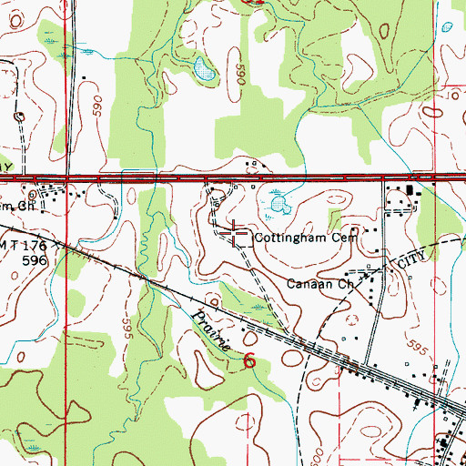 Topographic Map of Cottingham Cemetery, AL
