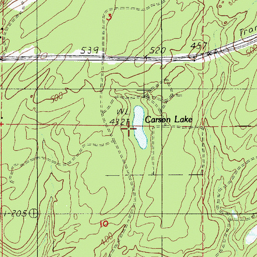 Topographic Map of Carson Lake, WA