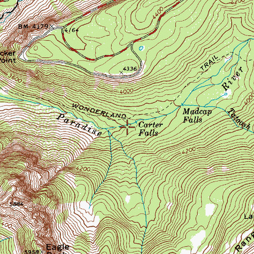 Topographic Map of Carter Falls, WA
