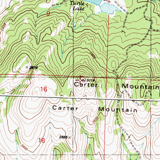 Topographic Map of Carter Mountain, WA