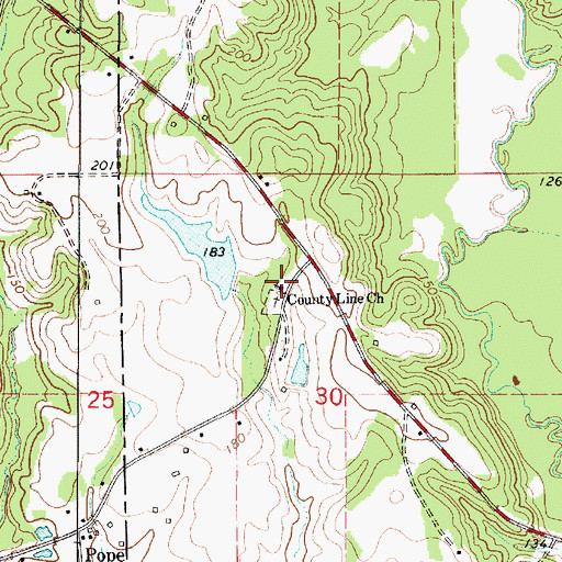 Topographic Map of County Line Baptist Church, AL
