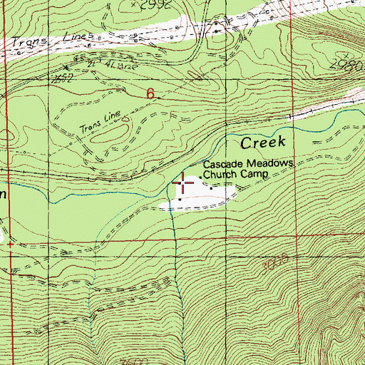 Topographic Map of Cascade Meadows Church Camp, WA