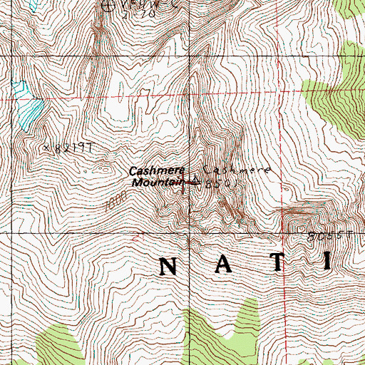 Topographic Map of Cashmere Mountain, WA