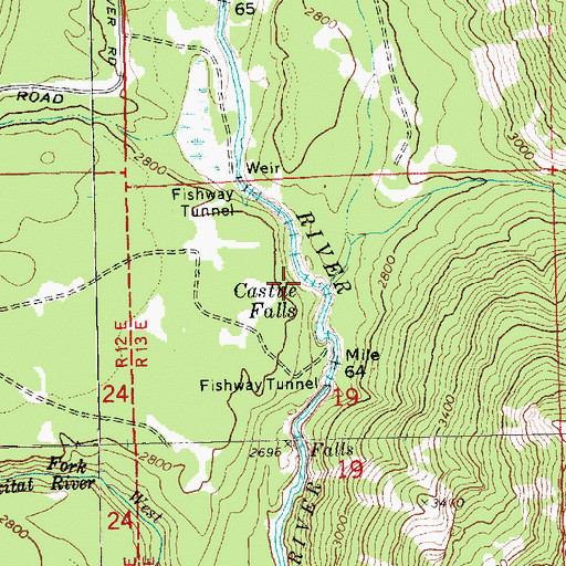 Topographic Map of Castile Falls, WA