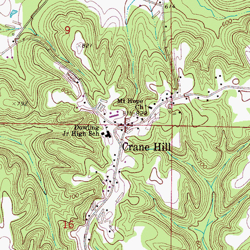 Topographic Map of Crane Hill, AL