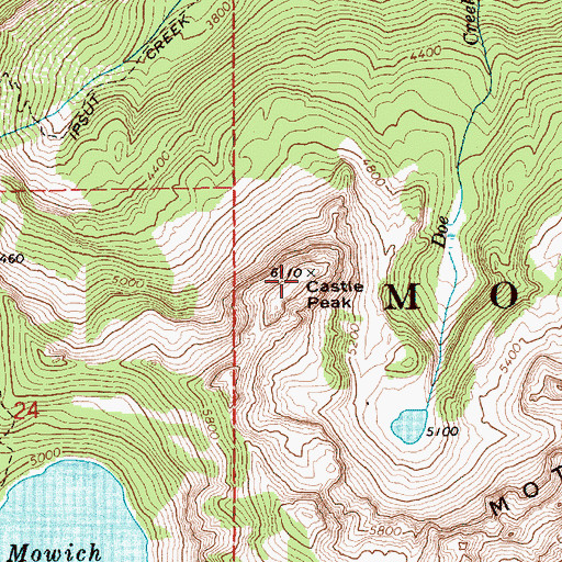 Topographic Map of Castle Peak, WA