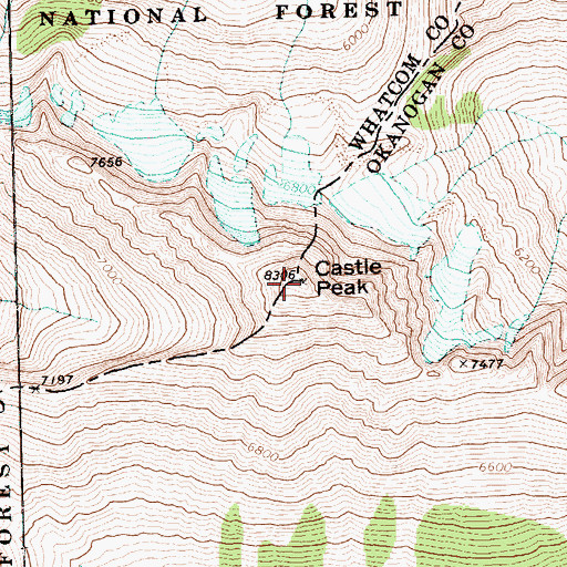 Topographic Map of Castle Peak, WA