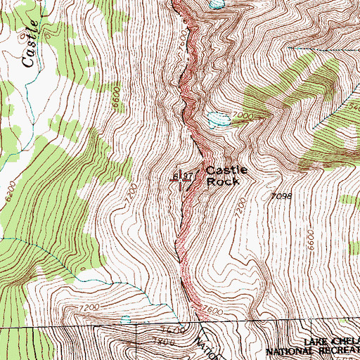 Topographic Map of Castle Rock, WA