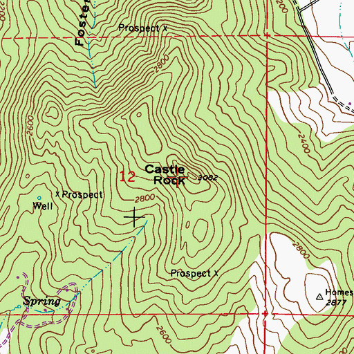 Topographic Map of Castle Rock, WA