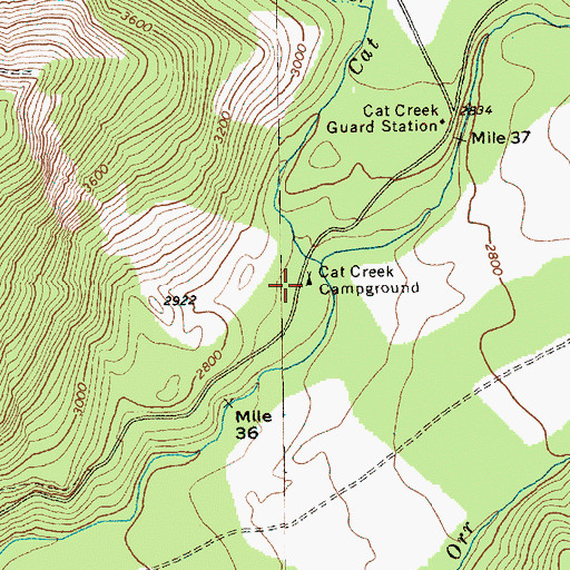 Topographic Map of Cat Creek Campground, WA